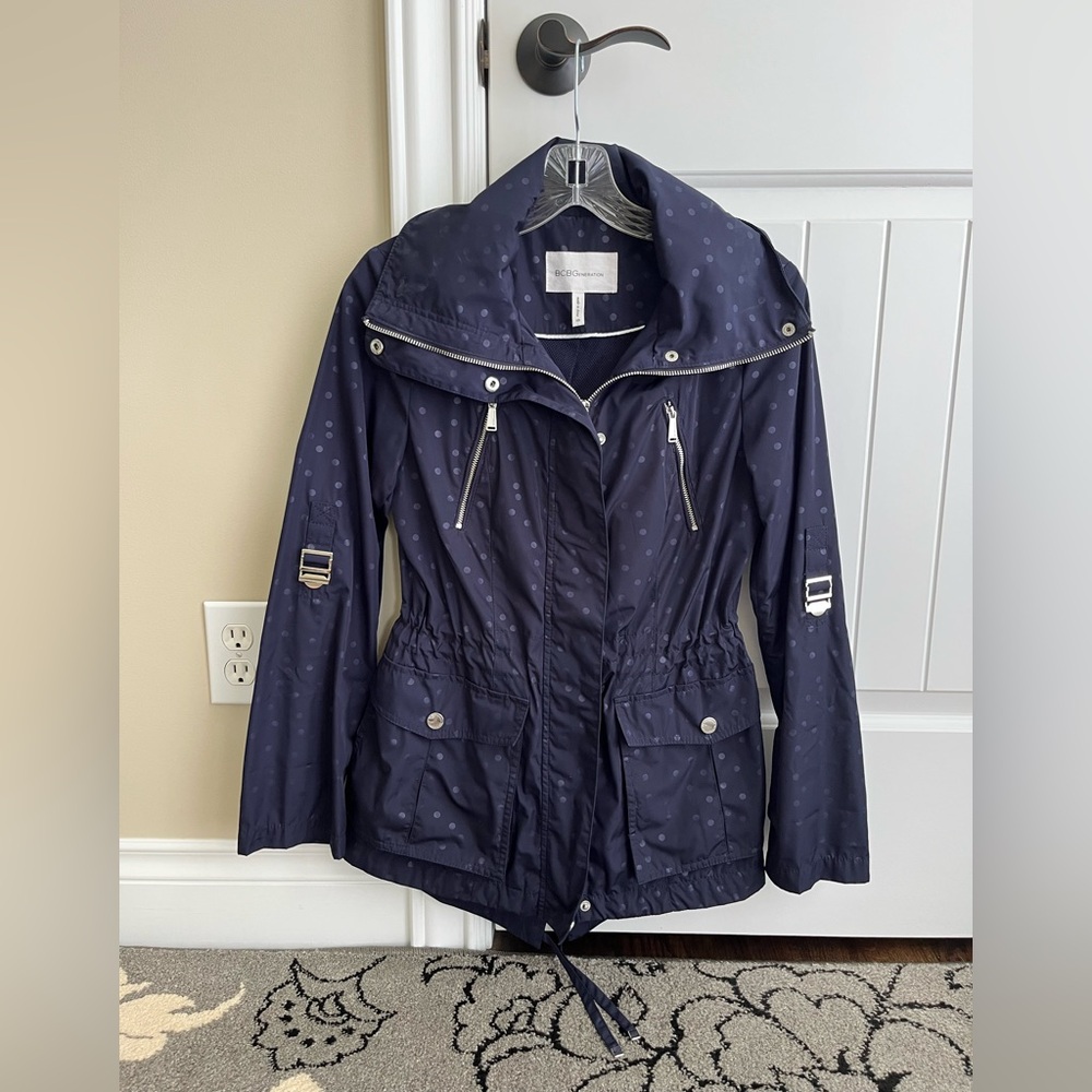 BCBGeneration Blue Rain Jacket in XS